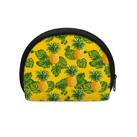 Yellow Tropical Pineapple Pattern Print Coin Purse