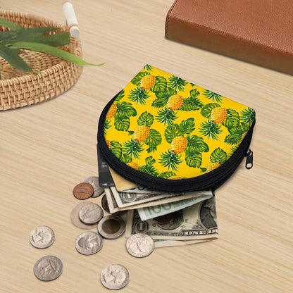 Yellow Tropical Pineapple Pattern Print Coin Purse
