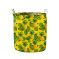 Yellow Tropical Pineapple Pattern Print Collapsible Laundry Basket