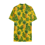 Yellow Tropical Pineapple Pattern Print Cotton Hawaiian Shirt