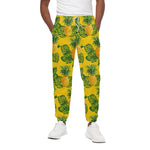 Yellow Tropical Pineapple Pattern Print Cotton Pants