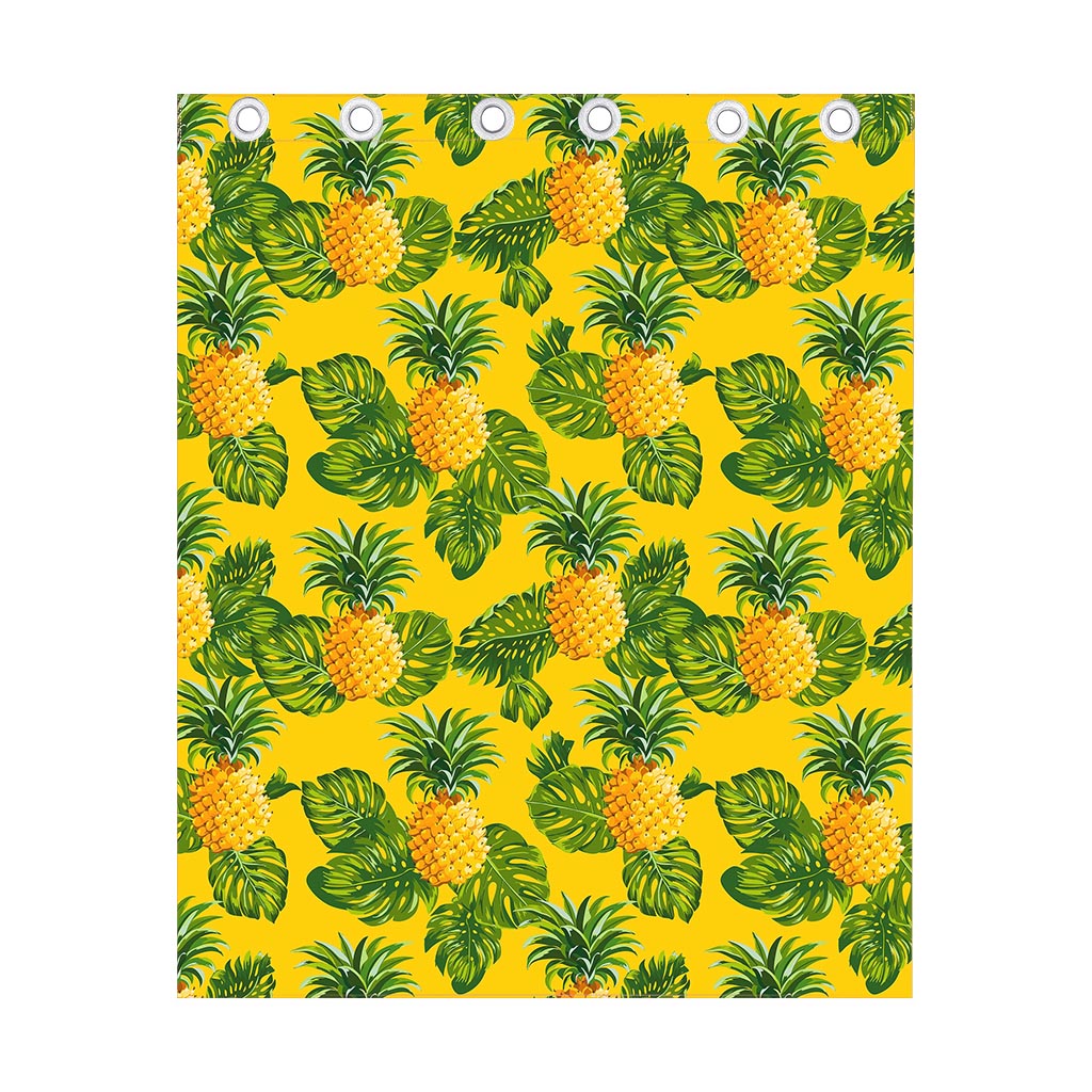 Yellow Tropical Pineapple Pattern Print Curtain