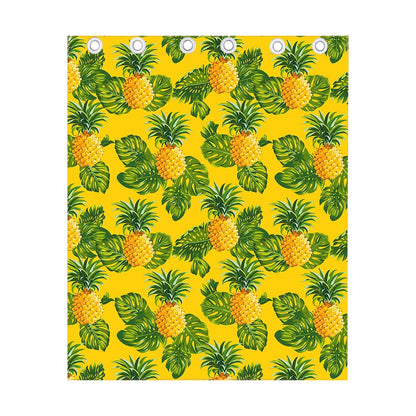 Yellow Tropical Pineapple Pattern Print Curtain