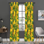 Yellow Tropical Pineapple Pattern Print Curtain