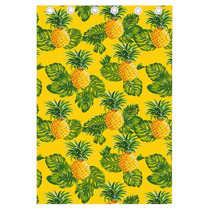 Yellow Tropical Pineapple Pattern Print Curtain