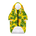 Yellow Tropical Pineapple Pattern Print Dog Zip Up Hoodie