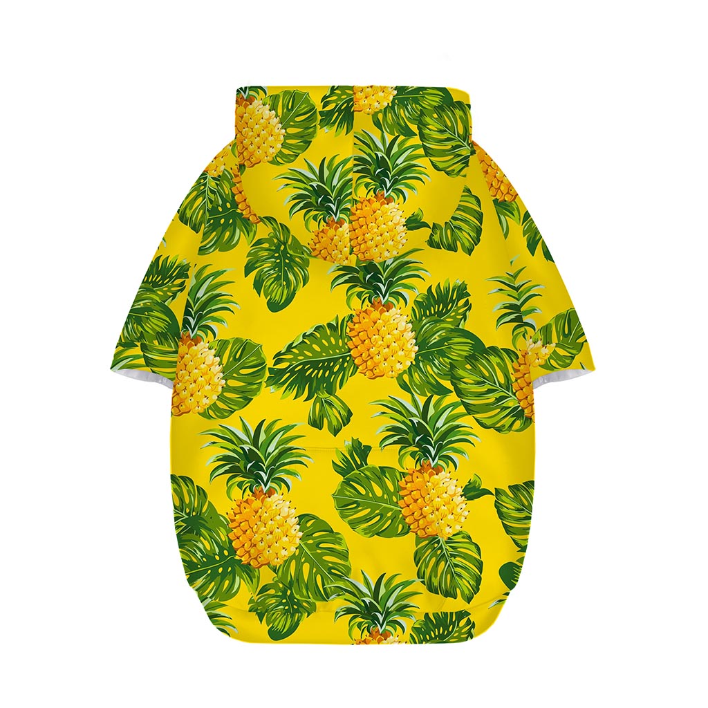 Yellow Tropical Pineapple Pattern Print Dog Zip Up Hoodie
