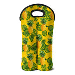 Yellow Tropical Pineapple Pattern Print Double Neoprene Wine Tote