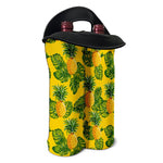 Yellow Tropical Pineapple Pattern Print Double Neoprene Wine Tote