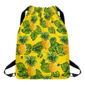 Yellow Tropical Pineapple Pattern Print Drawstring Backpack
