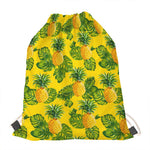 Yellow Tropical Pineapple Pattern Print Drawstring Bag