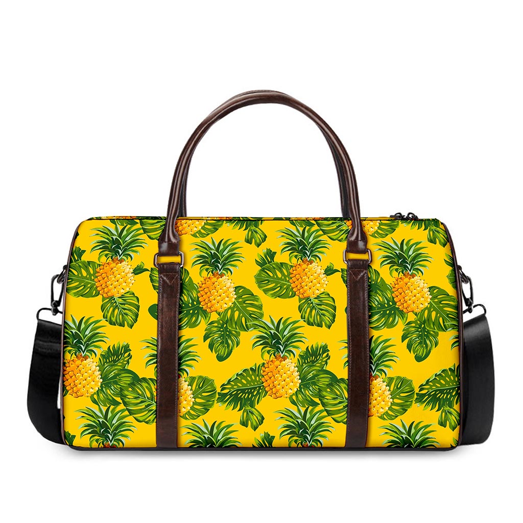 Yellow Tropical Pineapple Pattern Print Duffle Bag