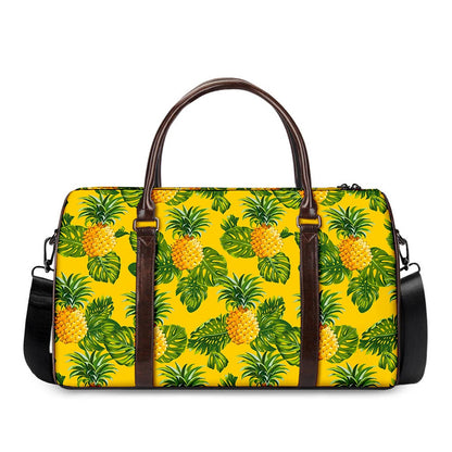 Yellow Tropical Pineapple Pattern Print Duffle Bag