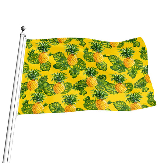 Yellow Tropical Pineapple Pattern Print Flag