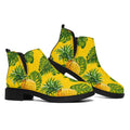 Yellow Tropical Pineapple Pattern Print Flat Ankle Boots