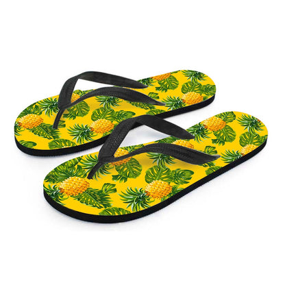 Yellow Tropical Pineapple Pattern Print Flip Flops