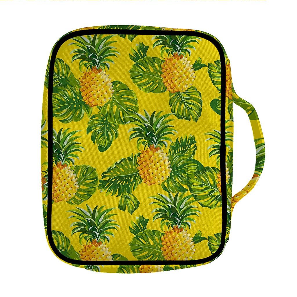 Yellow Tropical Pineapple Pattern Print Front Pocket Bible Bag