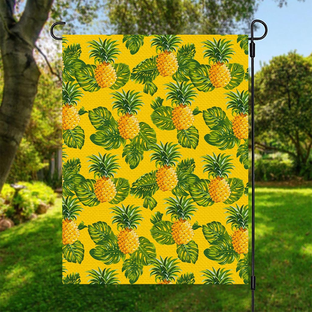 Yellow Tropical Pineapple Pattern Print Garden Flag