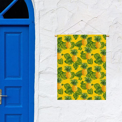Yellow Tropical Pineapple Pattern Print Garden Flag