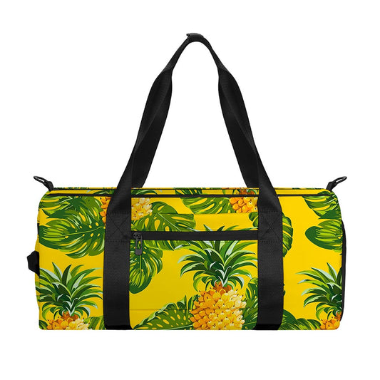 Yellow Tropical Pineapple Pattern Print Gym Bag