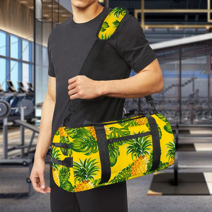 Yellow Tropical Pineapple Pattern Print Gym Bag