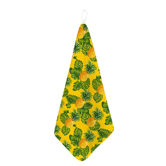 Yellow Tropical Pineapple Pattern Print Hand Towel