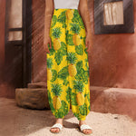 Yellow Tropical Pineapple Pattern Print Harem Pants
