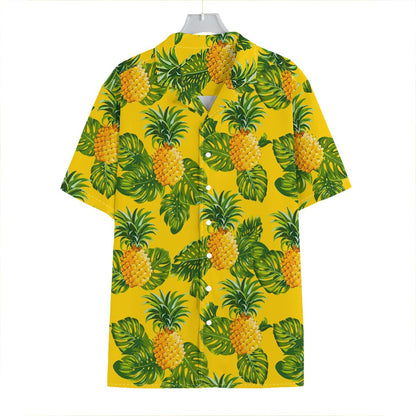 Yellow Tropical Pineapple Pattern Print Hawaiian Shirt