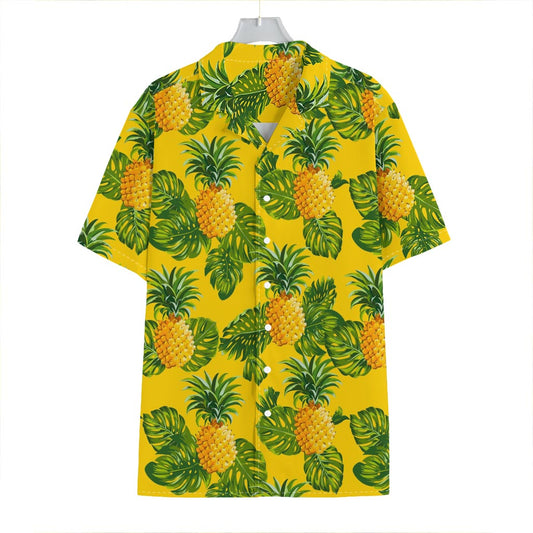 Yellow Tropical Pineapple Pattern Print Hawaiian Shirt