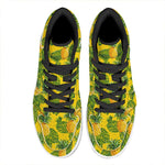 Yellow Tropical Pineapple Pattern Print High Top Leather Sneakers