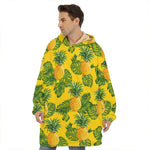 Yellow Tropical Pineapple Pattern Print Hoodie Blanket