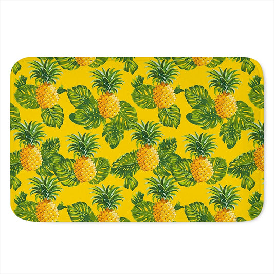Yellow Tropical Pineapple Pattern Print Indoor Door Mat