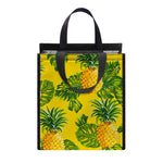 Yellow Tropical Pineapple Pattern Print Insulated Lunch Tote