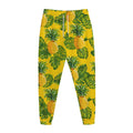 Yellow Tropical Pineapple Pattern Print Jogger Pants