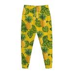 Yellow Tropical Pineapple Pattern Print Jogger Pants
