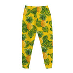 Yellow Tropical Pineapple Pattern Print Jogger Pants