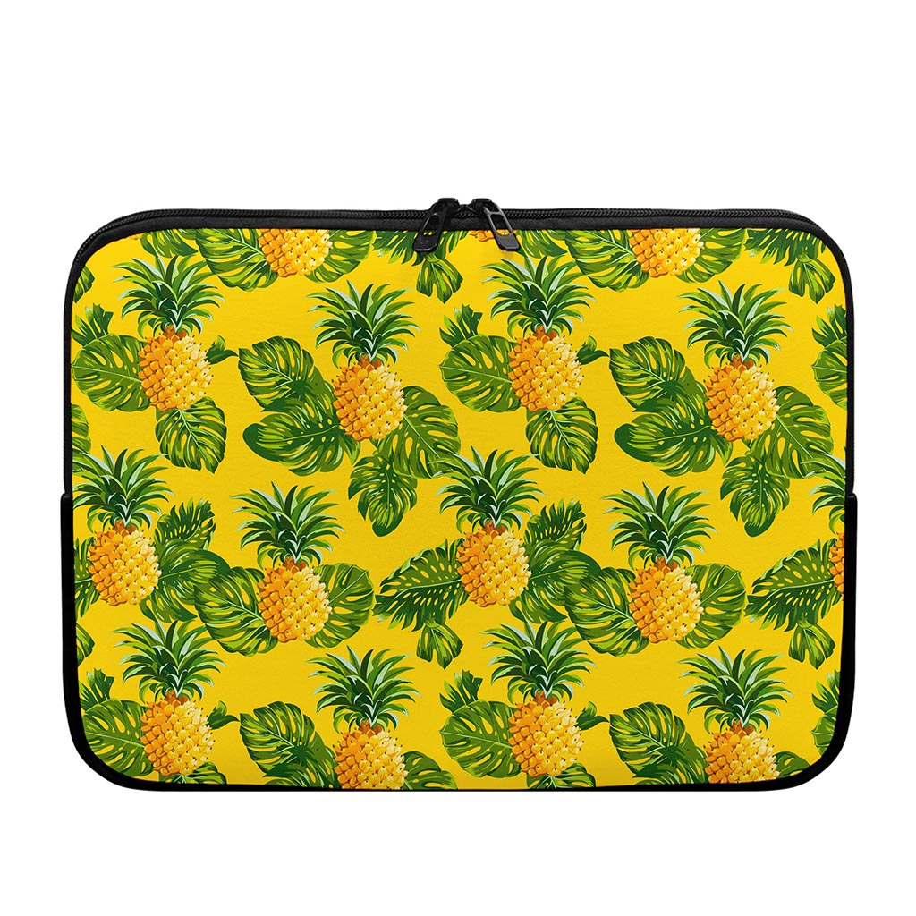 Yellow Tropical Pineapple Pattern Print Laptop Sleeve