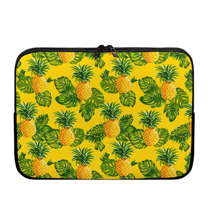 Yellow Tropical Pineapple Pattern Print Laptop Sleeve