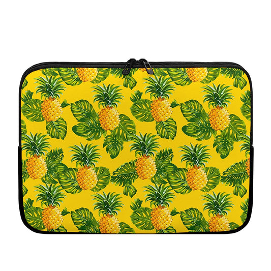 Yellow Tropical Pineapple Pattern Print Laptop Sleeve