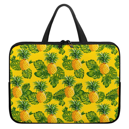 Yellow Tropical Pineapple Pattern Print Laptop Sleeve With Handle
