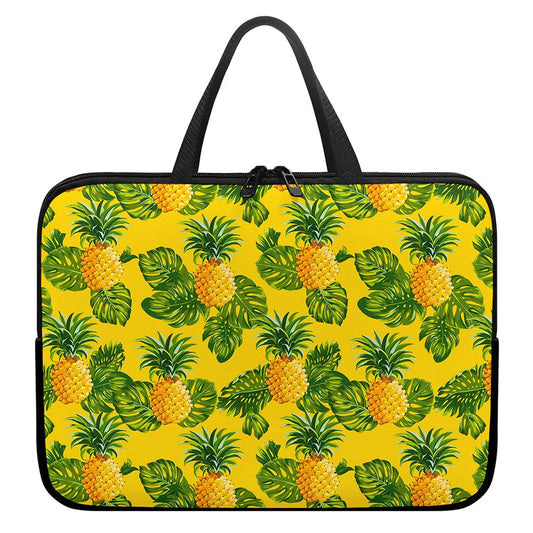 Yellow Tropical Pineapple Pattern Print Laptop Sleeve With Handle