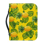 Yellow Tropical Pineapple Pattern Print Leather Bible Cover