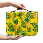 Yellow Tropical Pineapple Pattern Print Leather Bible Cover