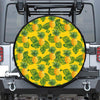 Yellow Tropical Pineapple Pattern Print Leather Spare Tire Cover