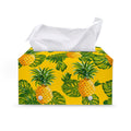 Yellow Tropical Pineapple Pattern Print Leather Tissue Box Cover