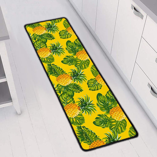 Yellow Tropical Pineapple Pattern Print Long Kitchen Mat