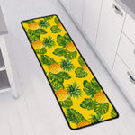 Yellow Tropical Pineapple Pattern Print Long Kitchen Mat