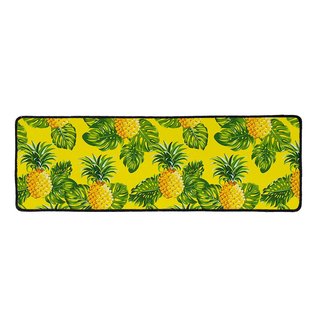 Yellow Tropical Pineapple Pattern Print Long Kitchen Mat