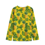 Yellow Tropical Pineapple Pattern Print Long Sleeve Short Coat