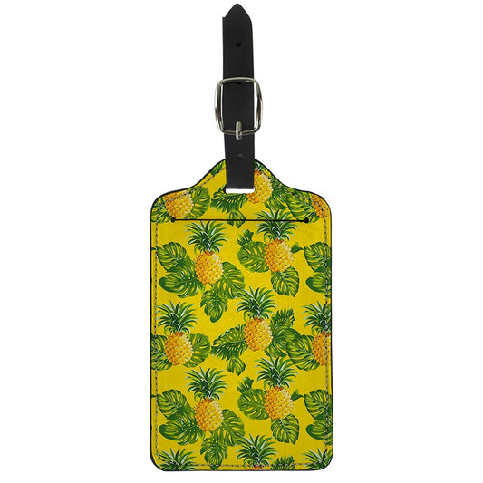 Yellow Tropical Pineapple Pattern Print Luggage Tag